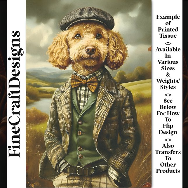 Poodle Farmer Portrait In Landscape CG5 Decoupage Tissue Paper (Creator Uploaded)