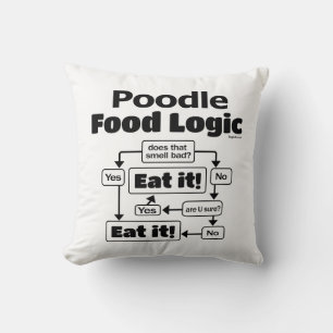 Poodle Food Logic Throw Pillow