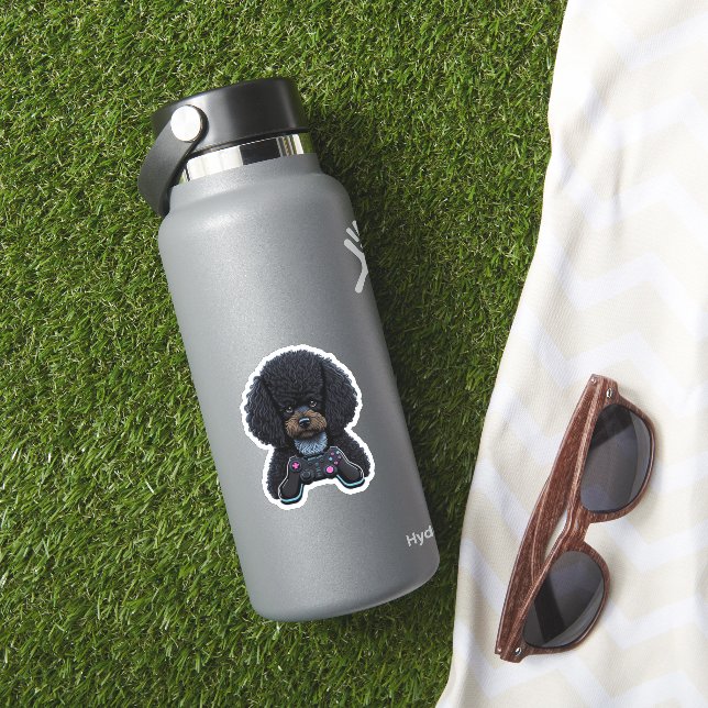 Poodle Gamer With Joystick  Sticker (HydroFlask Insitu)