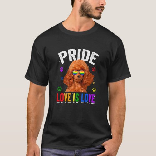 Poodle Gay Pride Lgbt Rainbow Flag Dog T_Shirt