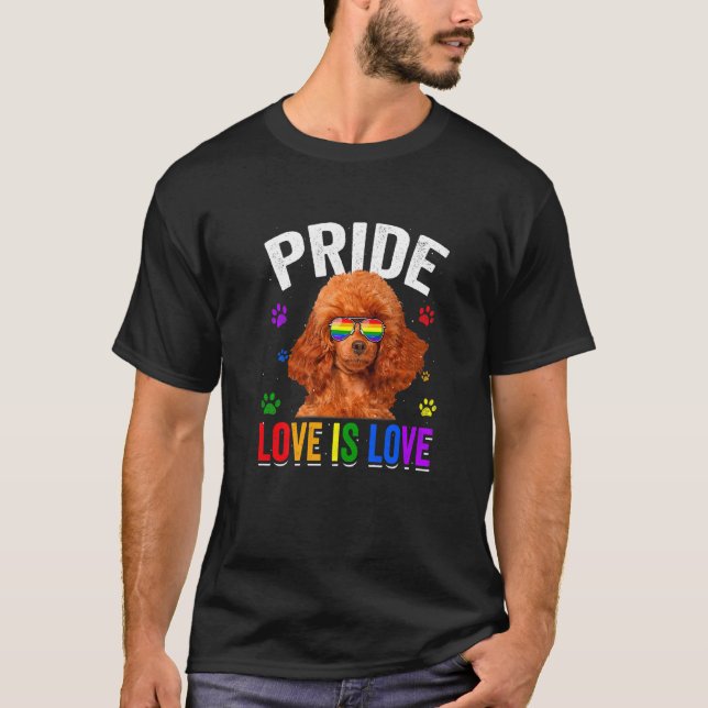 Poodle Gay Pride Lgbt Rainbow Flag Dog T-Shirt (Front)