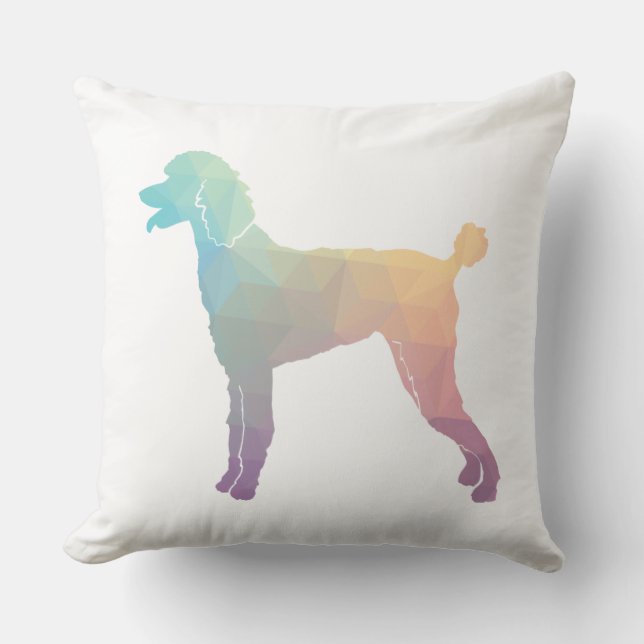 Poodle Geo Silhouette Pastel Throw Pillow (Front)