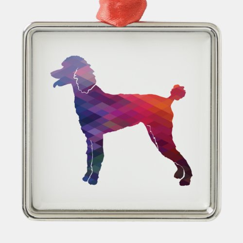 Poodle Geo Silhouette Purple Metal Ornament