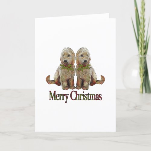 Poodle Golden Doodle Couple Christmas Art Holiday Card