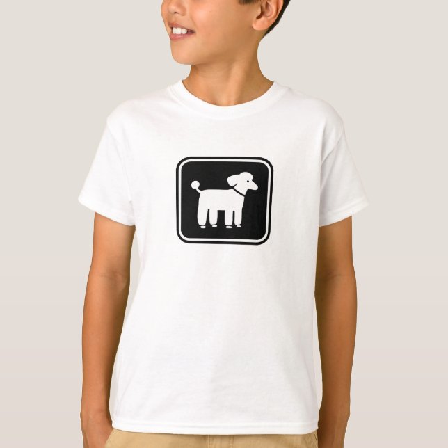 Poodle Graphic (White on Black) T-Shirt (Front)