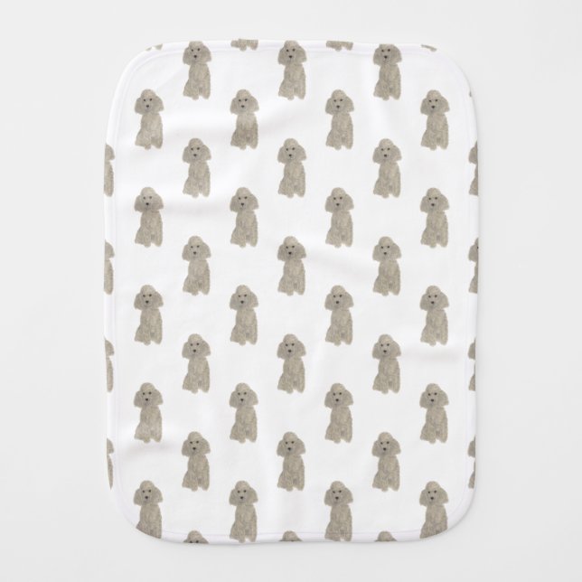 Poodle (Grey Silver) Baby Burp Cloth (Front)