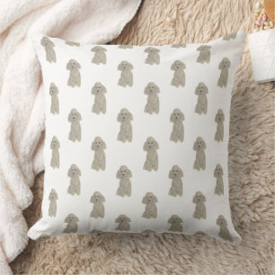 Poodle (Grey Silver) Throw Pillow
