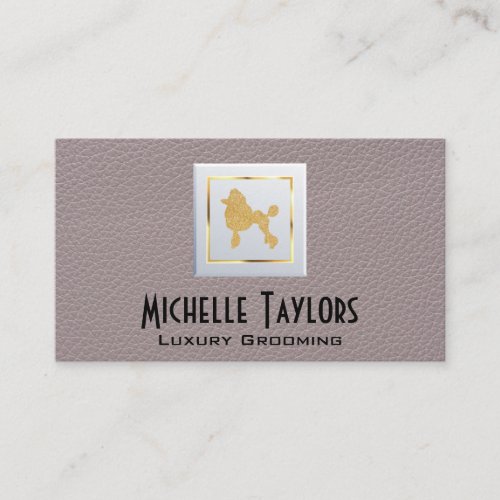 Poodle  Grooming  Leather Business Card