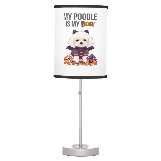 Poodle Halloween Costume  My Poodle is My Boo Dog  Table Lamp (Front)
