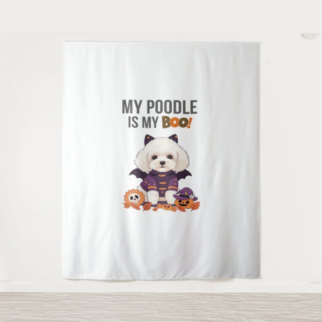 Poodle Halloween Costume  My Poodle is My Boo Dog  Tapestry (Front)