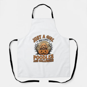 Poodle Halloween Girl Vintage Pumpkin Dog Shirt De Apron
