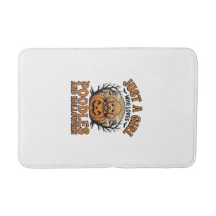 Poodle Halloween Girl Vintage Pumpkin Dog Shirt De Bath Mat