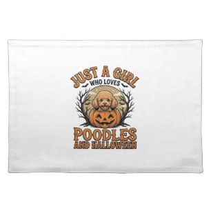 Poodle Halloween Girl Vintage Pumpkin Dog Shirt De Cloth Placemat