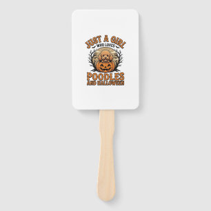 Poodle Halloween Girl Vintage Pumpkin Dog Shirt De Hand Fan