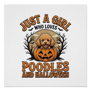 Poodle Halloween Girl Vintage Pumpkin Dog Shirt De Poster