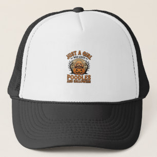 Poodle Halloween Girl Vintage Pumpkin Dog Shirt De Trucker Hat