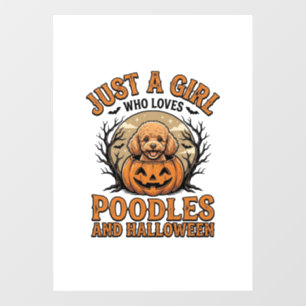 Poodle Halloween Girl Vintage Pumpkin Dog Shirt De Window Cling