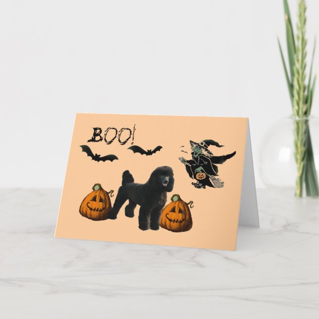 Poodle Halloween Greeting Card (Front)