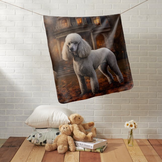 Poodle Halloween Scary Baby Blanket (In Situ)