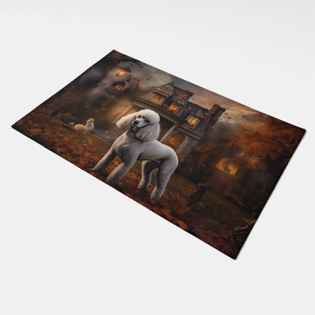 Poodle Halloween Scary Doormat (Angled)