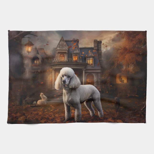 Poodle Halloween Scary Kitchen Towel (Horizontal)