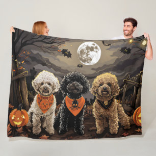 Poodle Halloween Spooky Fleece Blanket