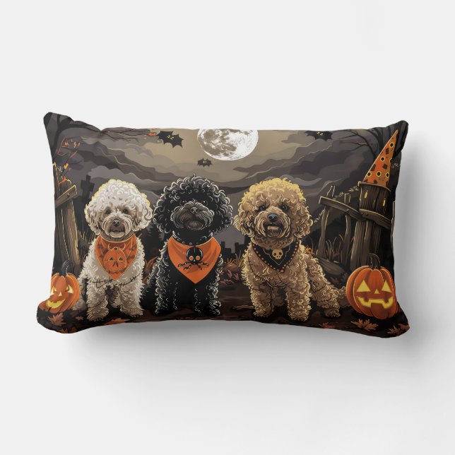 Poodle Halloween Spooky Lumbar Pillow (Front)