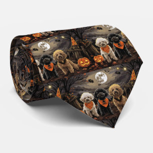 Poodle Halloween Spooky Neck Tie