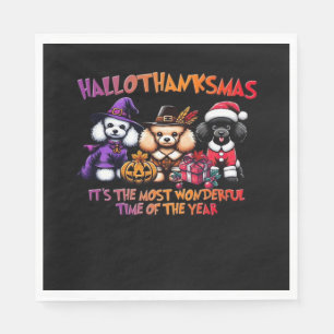 Poodle Halloween Thanksgiving Christmas Classic T- Napkins
