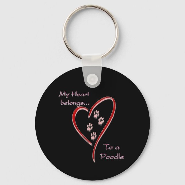 Poodle Heart Belongs Keychain (Front)