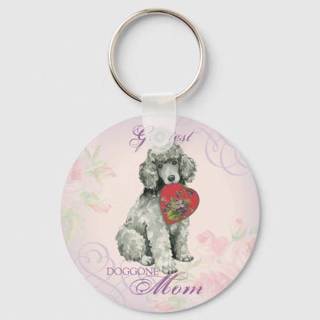Poodle Heart Mom Keychain (Front)