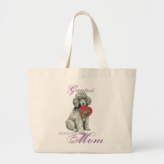 Poodle Heart Mom Large Tote Bag (Front)