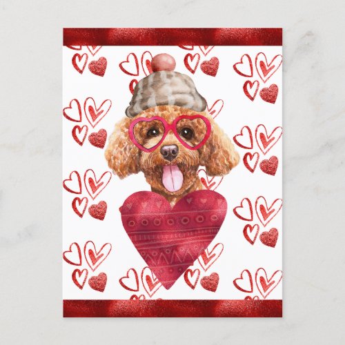 Poodle Hearts Dog Lover Valentine Gift Holiday Postcard