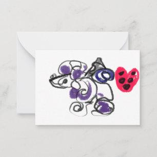 Poodle hot note card