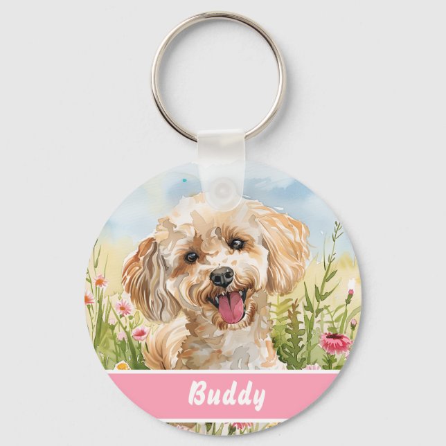 Poodle ID Tag – Add Name & Contact Keychain (Front)