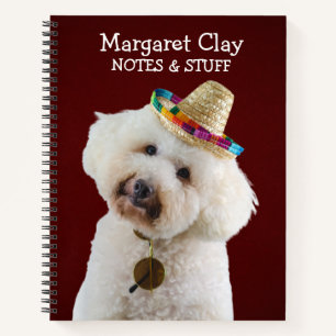 Poodle in a straw hat notebook