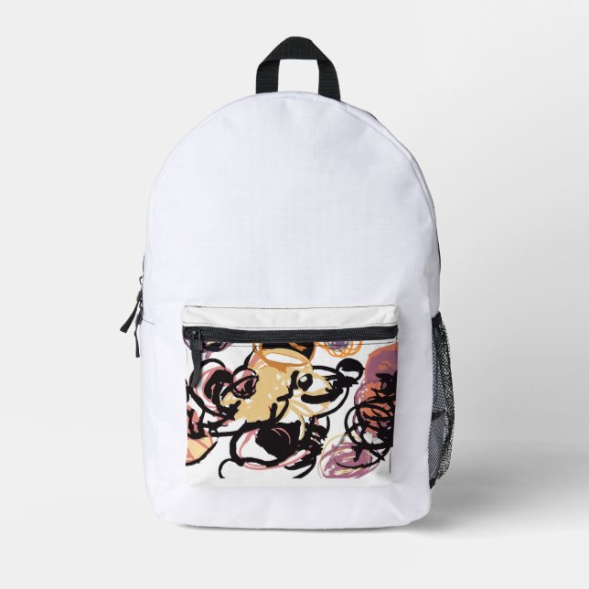 Poodle in flowers printed backpack (Front)