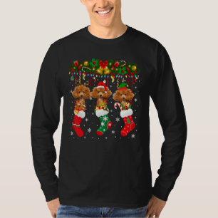 Poodle In Sock Xmas Reindeer Santa Elf Dog T-Shirt