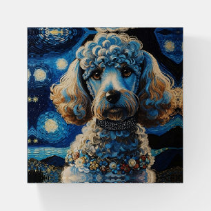 Poodle in Starry Night Paperweight