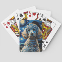 Poodle in Starry Night Playing Cards
