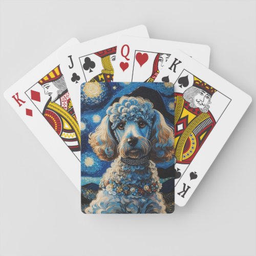 Poodle in Starry Night Playing Cards