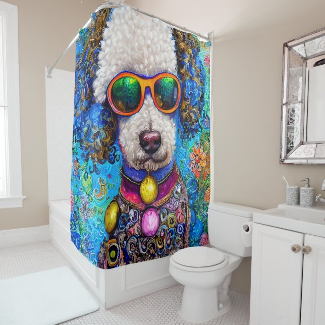 Poodle in Style Shower Curtain (In Situ)