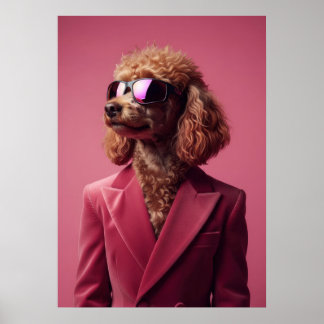 Poodle in Suit and Sunglasses Poster