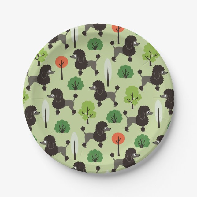 Poodle in the park paper plates (Front)
