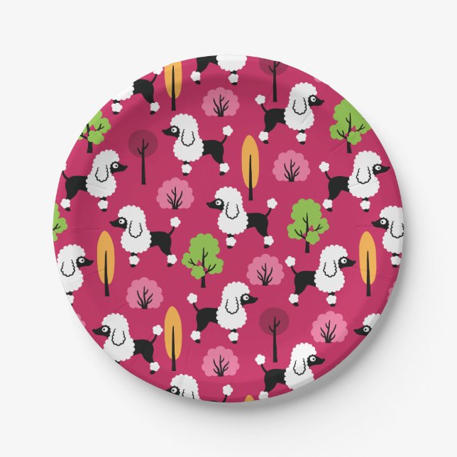 Poodle in the park paper plates (Front)