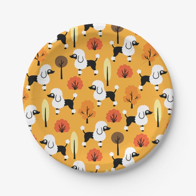 Poodle in the park paper plates (Front)