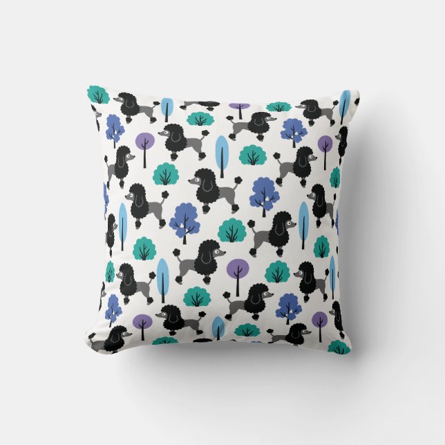Poodle in the park throw pillow (Front)
