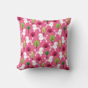 Poodle in the park throw pillow