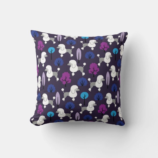Poodle in the park throw pillow (Front)