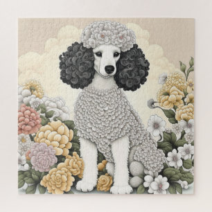 Poodle in Whimsical Flowers  Jigsaw Puzzle